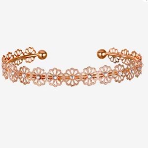 NWT Women’s Bijoux Bar Delicates Rose Tone Flower Cuff Bracelet